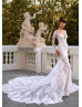 Long Sleeves Lace Tulle Illusion Back Timeless Wedding Dress